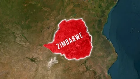 3D Map Animation Highlighting Zimbabwe and Waving National Flag Video stock 343548957