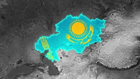 3D Map Animation Kazakhstan with Glowing Border Stock Footage 341786773