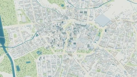 3D map animation of Leipzig city in Germany pullback Stock-Footage 348080322