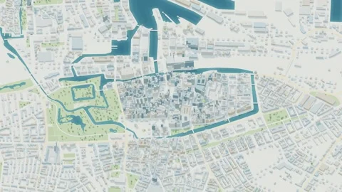 3D map animation of Malmo city in Sweden pullback Stock Footage 348136204