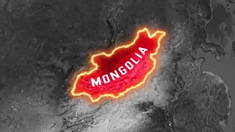 3D Map Animation  Mongolia with Glowing Border Video stock 341840906
