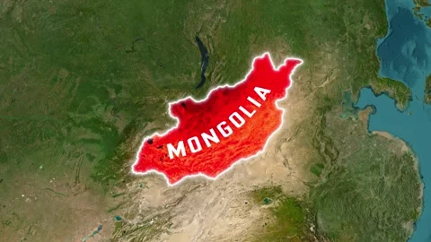 3D  Map Animation Mongolia with Red Fill Country Label Stock-Footage 341840902