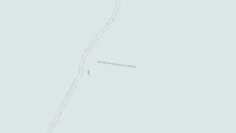 3D map animation of Neumayer Antarctic research station in Antarctica pullback Stock Footage 348152530