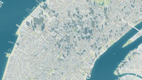3D map animation of New York City, USA pullback 库存影片 348069285