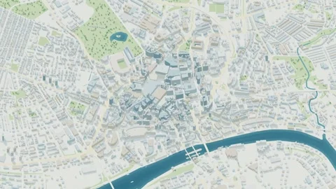 3D map animation of Newcastle Upon Tyne city, UK pullback Stock Footage 348073010