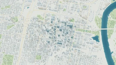 3D map animation of Omaha city, USA pullback Stock Footage 348069592