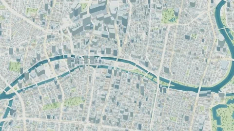 3D map animation of Osaka city in Japan pullback Stock Footage 348154479