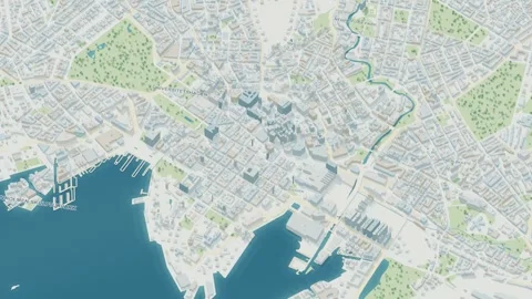 3D map animation of Oslo city in Norway pullback Stock Footage 348136347