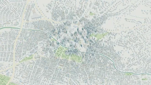 3D map animation of Santa Fe city, USA pullback Stock Footage 348074746
