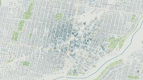 3D map animation of Saskatoon city in Canada pullback Stock Footage 348213769