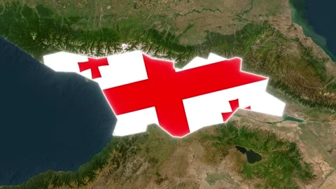 3D Map Animation Showing Georgia's Borders and Waving National Flag Stock Footage 340743027