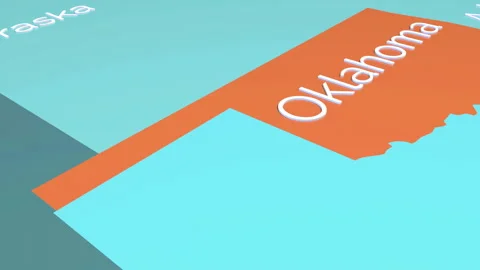 3d map animation showing the state of Oklahoma Stock Footage 146129097