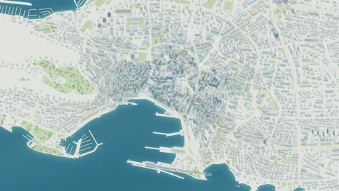 3D map animation of Split city in Croatia pullback Stock Footage 348144417
