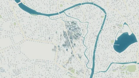 3D map animation of Srinagar city in India pullback Stock Footage 348218900