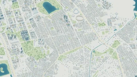 3D map animation of Suwon city in South Korea pullback Stock Footage 348196075