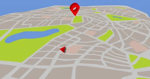 3D map animation for taxi or cab agency with turning pin bubble. Stock Footage 148928970