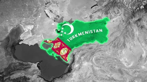 3D Map Animation Turkmenistan with Glowing Green Border Video stock 341786856
