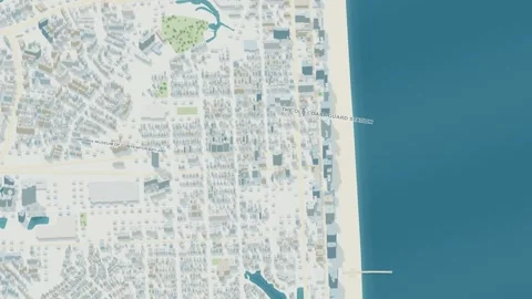 3D map animation of Virginia Beach city, USA pullback Stock Footage 348062316