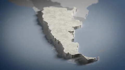 3D Map Argentina, Argentine, Argentinian, Buenos Aires, South America 4K Stock Footage 336107737