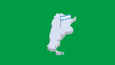 3D Map of Argentina with Flag on Green Background Stock Footage 279269786