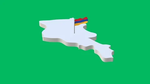 3D Map of Armenia with Flag on Green Background Stock Footage 279269832