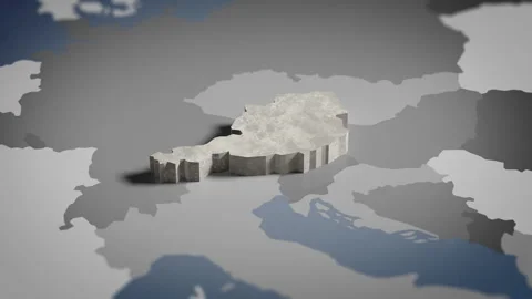 3D Map Austria, Austrian, Vienna, Europe 4K Stock Footage 336107446