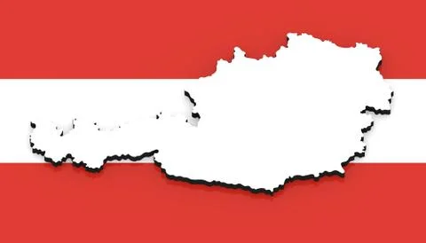 3D map of Austria on the national flag Stock Illustration
