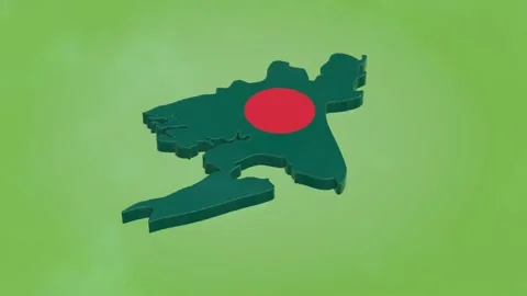 3D Map of Bangladesh with Flag Texture on Green Floor Stock Footage 282090948