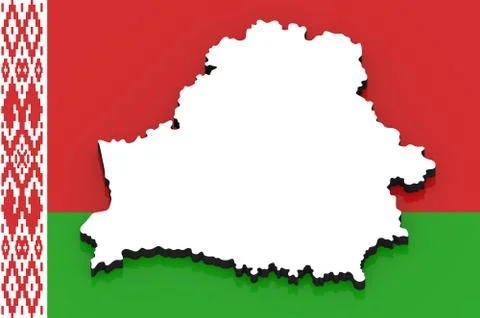 3D map of Belarus on the national flag Illustrazione stock