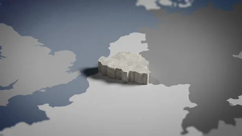3D Map Belgium, Belgian, Brussels, Europe 4K Stock Footage 336108549