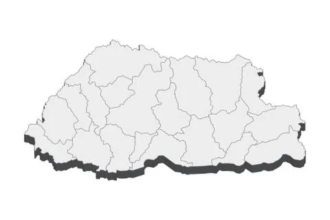 3D Map Of Bhutan イラスト素材