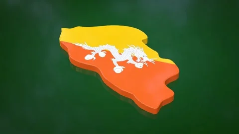 3D Map of Bhutan Rotating on Green Floor with Flag Texture Stock Footage 282091000