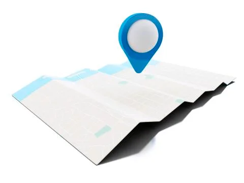 3d Map with blue map pointer. Navigation concept. Stock Illustration
