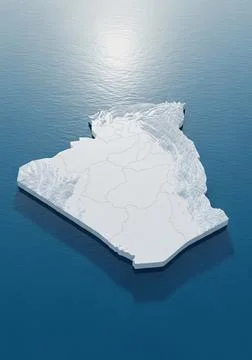 3D map on blue water  background of Algeria (1) イラスト素材