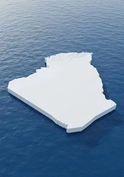 3D map on blue water  background of Algeria (2) イラスト素材