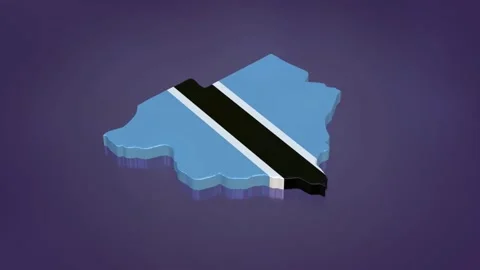 3D Map of Botswana Rotating on Purple Floor with Flag Texture Video stock 282091029