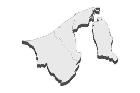 3D Map Of Brunei Darussalam Stock Illustration
