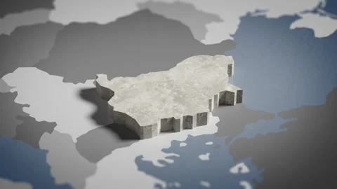 3D Map Bulgaria, Bulgarian, Sofia, Europe4K 스톡 동영상 336109245