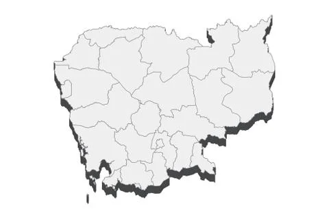 3D Map Of Cambodia Stock Illustration