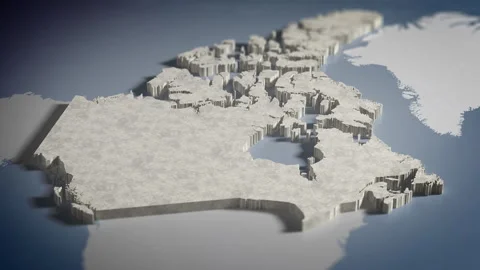 3D Map Canada, Canadian, Toronto, North America  4K Stock Footage 336109431