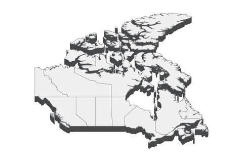 3D Map Of Canada Illustrazione stock