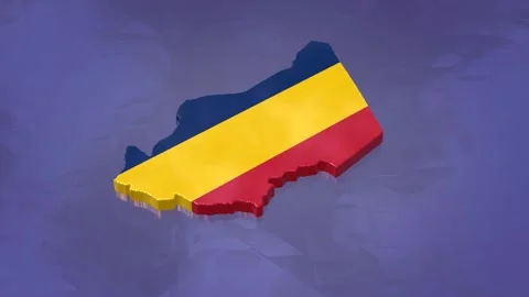 3D Map of Chad with Flag Texture and Luma Matte Effect Video stock 282202758