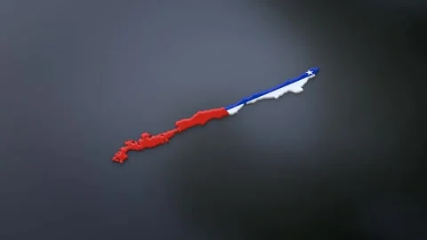 3D Map of Chile with Flag Texture and Luma Matte Effect Video stock 282202803