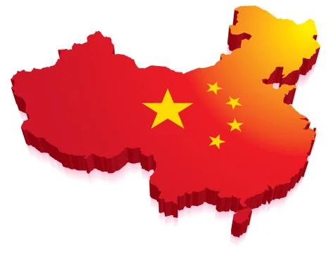 3d map of china with flag Illustrazione stock