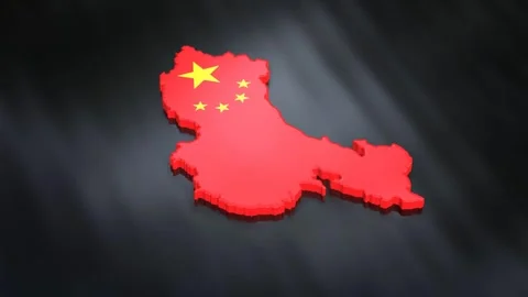  3D Map of China with Flag Texture and Luma Matte Effect Stock Footage 282202867