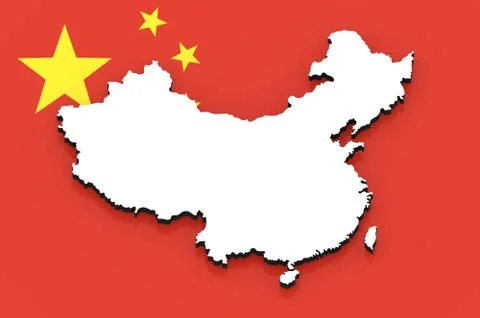 3D map of China on the national flag Stock Illustration