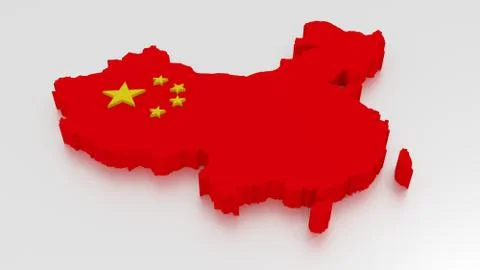 3D Map of China in red isolated on white Stock Illustration