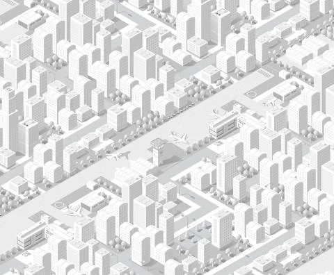 3d map of city on white design street Ilustración de archivo