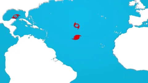 3d map concept of a busy hurricane season Stock Footage 140182510