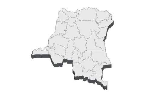 3D Map Of Congo, Democratic Republic of the Congo Stock Illustration